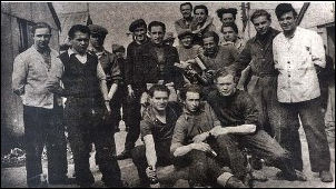 Former soldiers of the Galicia Division at the Hallmuir POW camp near Lockerbie, Scotland. 1948.